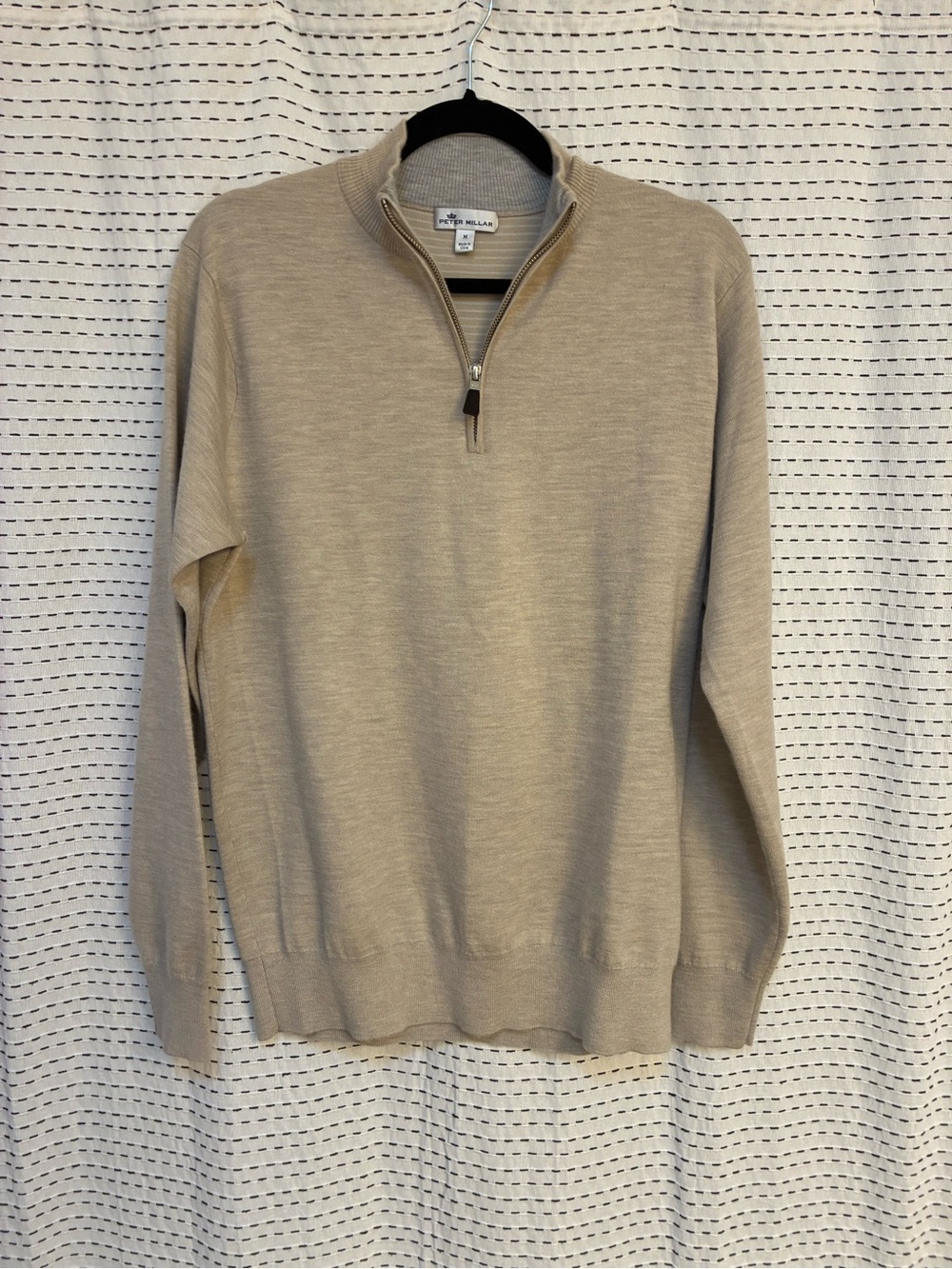 Peter Millar Cashmere Men's Light Tan Quarter-Zip Sweater